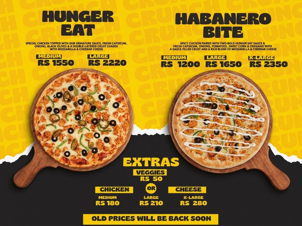 CRUNCH Menu - Pizzas & Extras